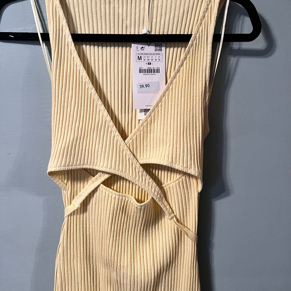 NWT Zara light yellow midi dress
